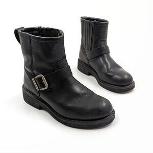 HARLEY DAVIDSON Black Leather Buckle Moto Boots Sz 8.5